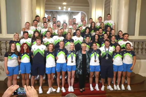 sprejem olimpijci športniki OI Olimpijske igre Pariz 2024 urad predsednice Ljubljana / Foto: Gorazd Kavčič